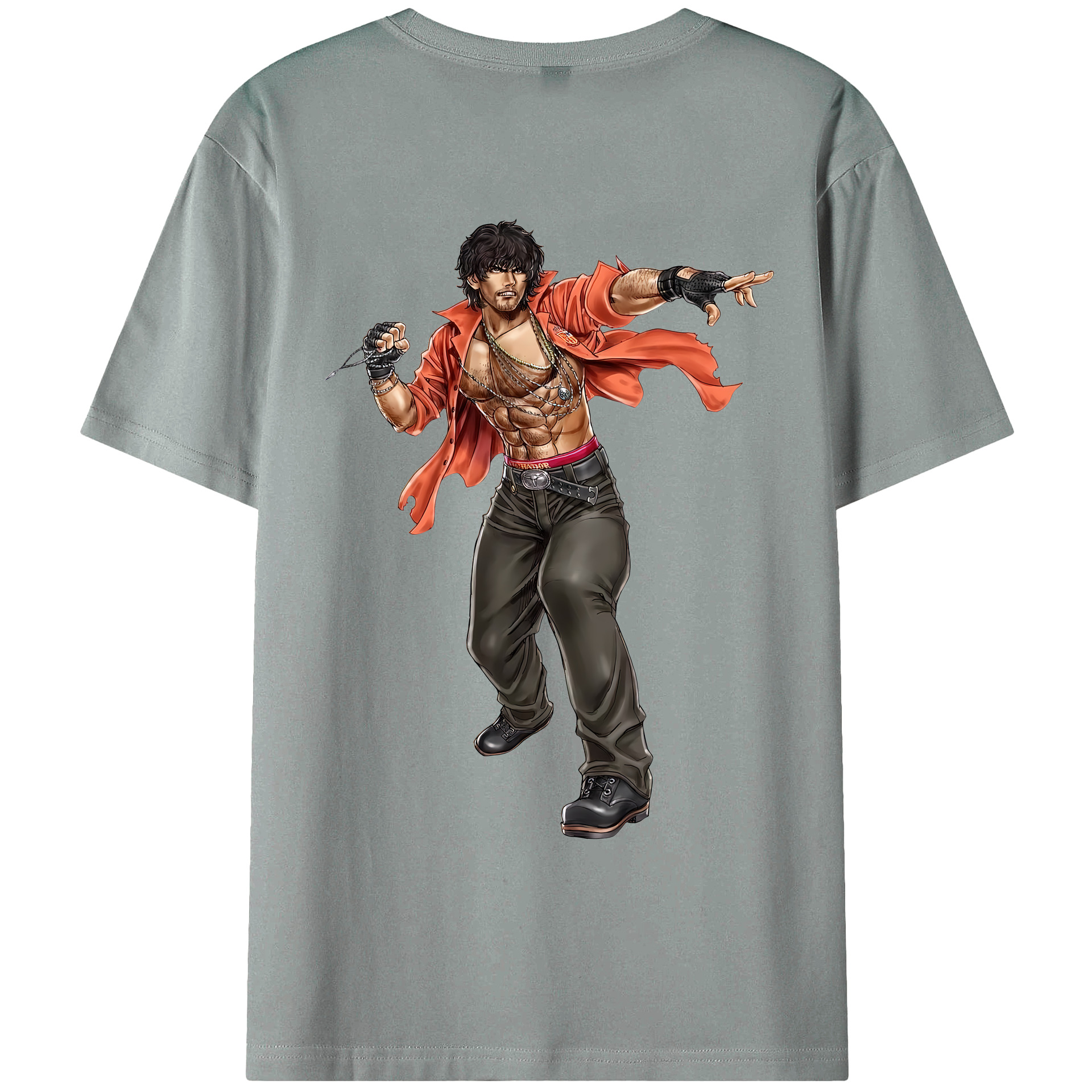 （画像用） 北斗の拳 Fist of the North Star 綿100％ メンズ半袖Tシャツ（バックプリント） 通気性